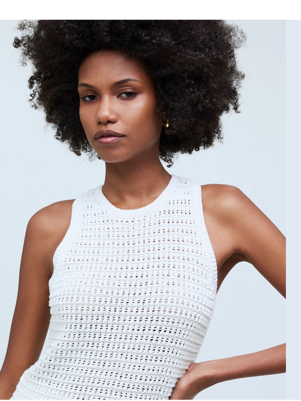 Madewell Crochet-Knit Crewneck Sweater Tank size Large Bright Ivory